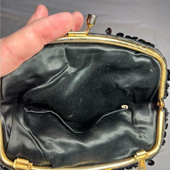 Vintage Black Beaded Small Evening Bag Kiss Lock EPC - Picture 4 of 6